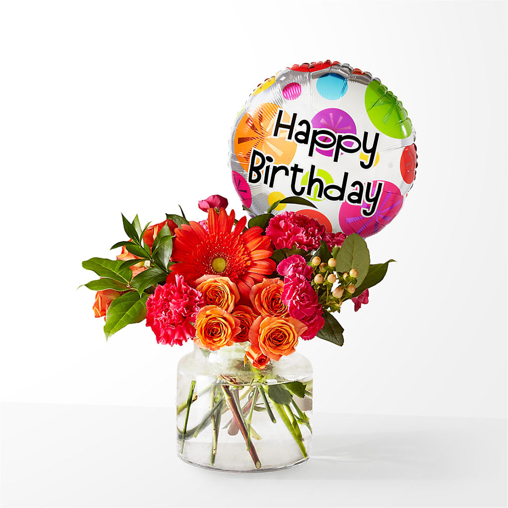 Fiesta Bouquet with Birthday Balloon – Homestead Flower Company Inc, Homestead FL