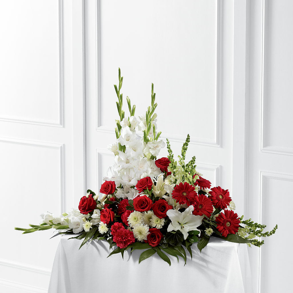 Crimson & White Arrangement – Homestead Flower Company Inc, Homestead FL