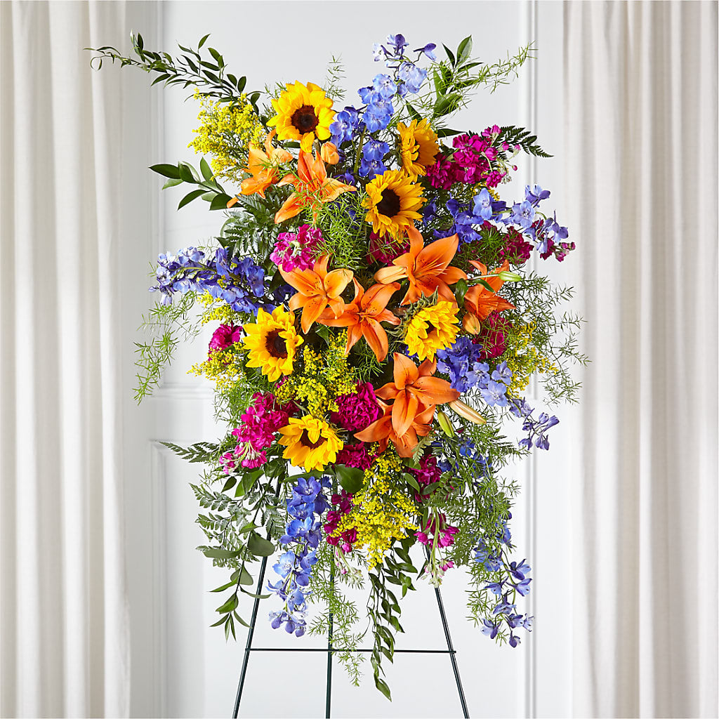 Sunlit Memories Standing Spray (Standard) – Homestead Flower Company Inc, Homestead FL