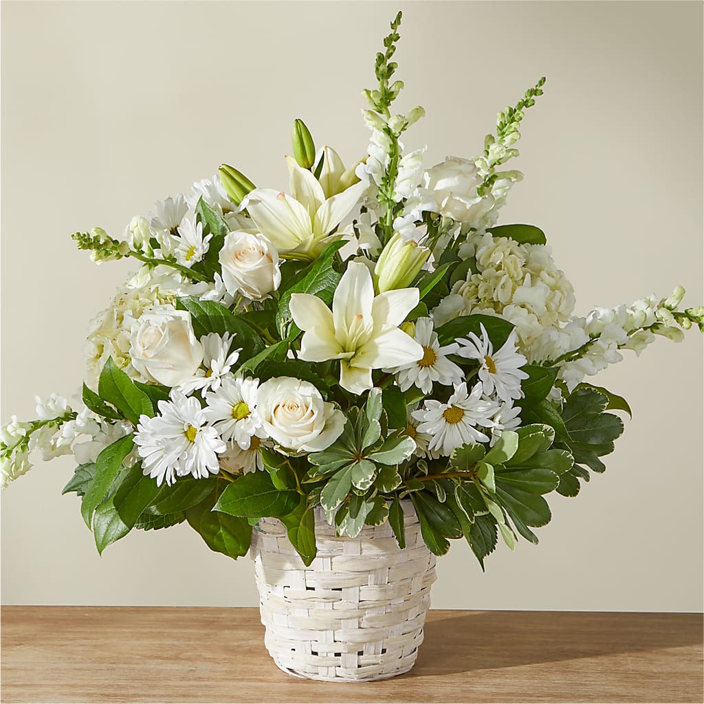 Ivory Elegance Floral Basket – Homestead Flower Company Inc, Homestead FL