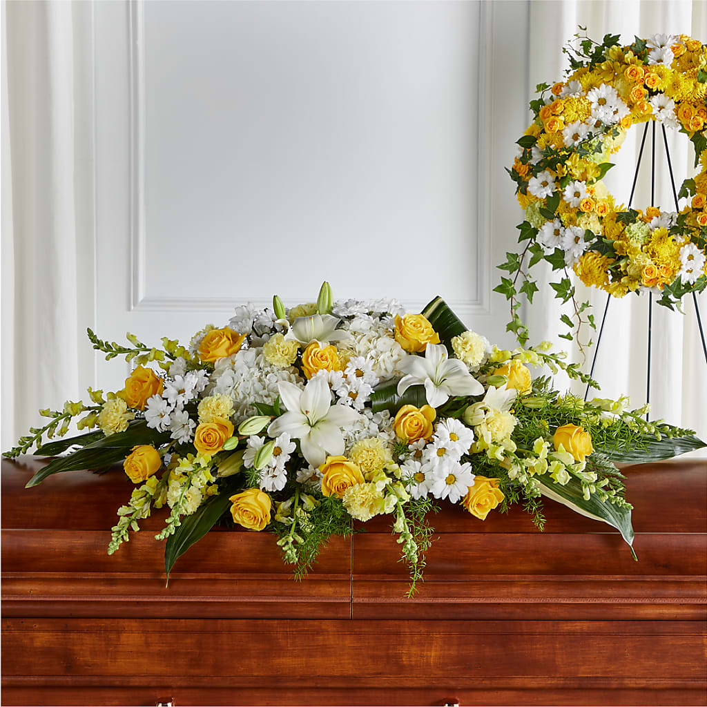 Golden Harmony Casket Spray – Homestead Flower Company Inc, Homestead FL