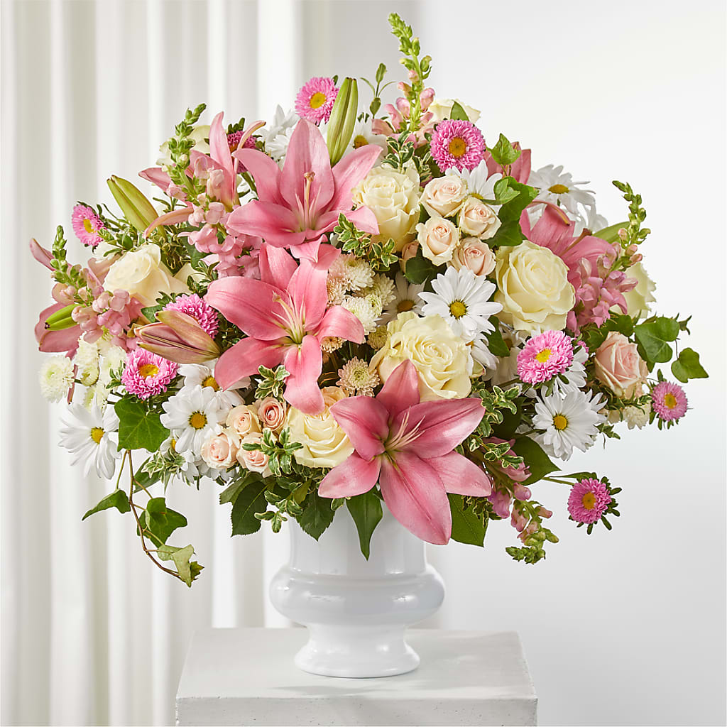 Empathetic Blooms Urn Arrangement – Homestead Flower Company Inc, Homestead FL