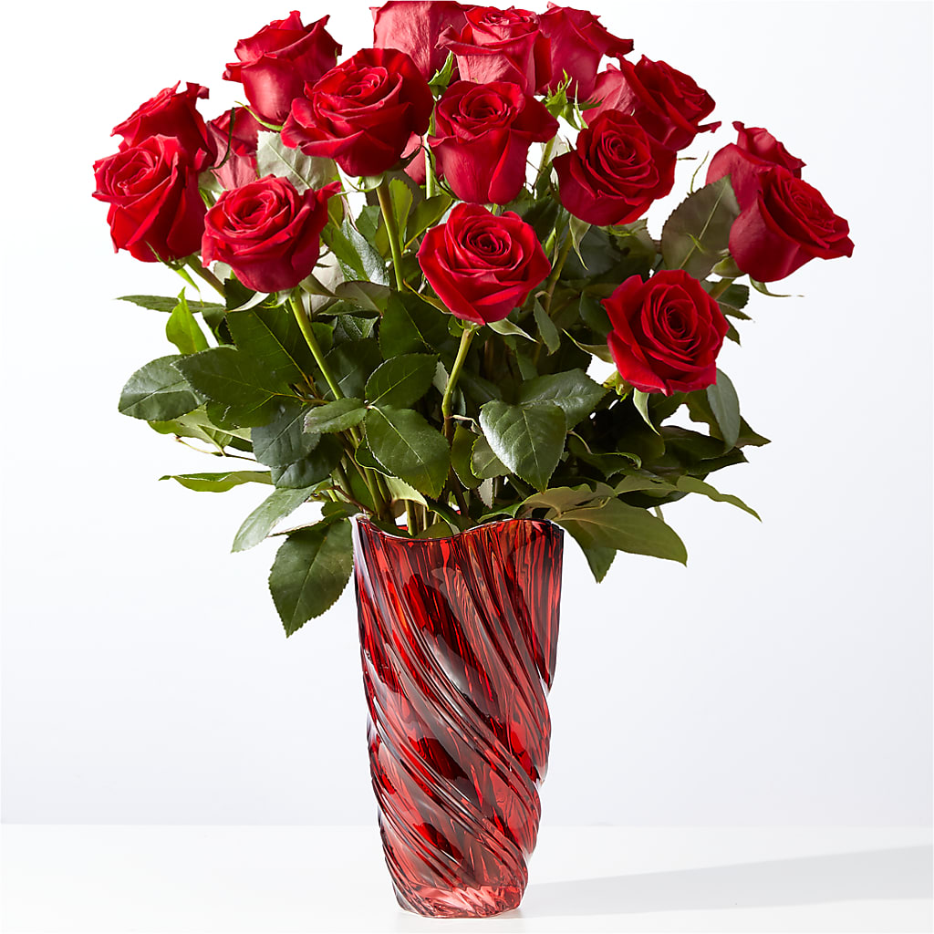 Classic Love Red Rose Bouquet with Luxe Swirl Vase – Homestead Flower Company Inc, Homestead FL
