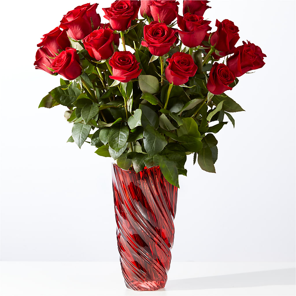 Classic Love Red Rose Bouquet with Luxe Swirl Vase – Homestead Flower Company Inc, Homestead FL