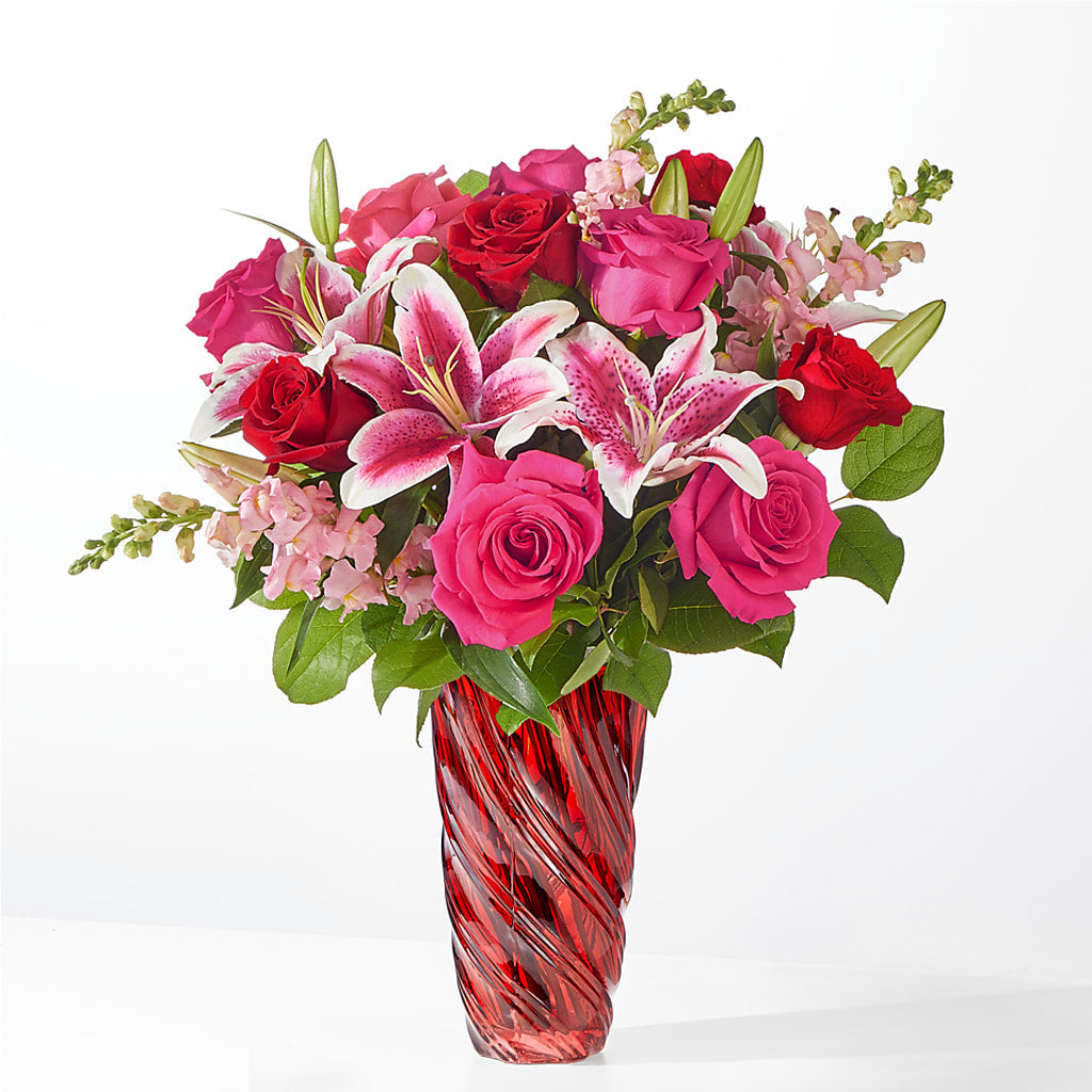 Always You Bouquet with Luxe Swirl Vase – Homestead Flower Company Inc, Homestead FL