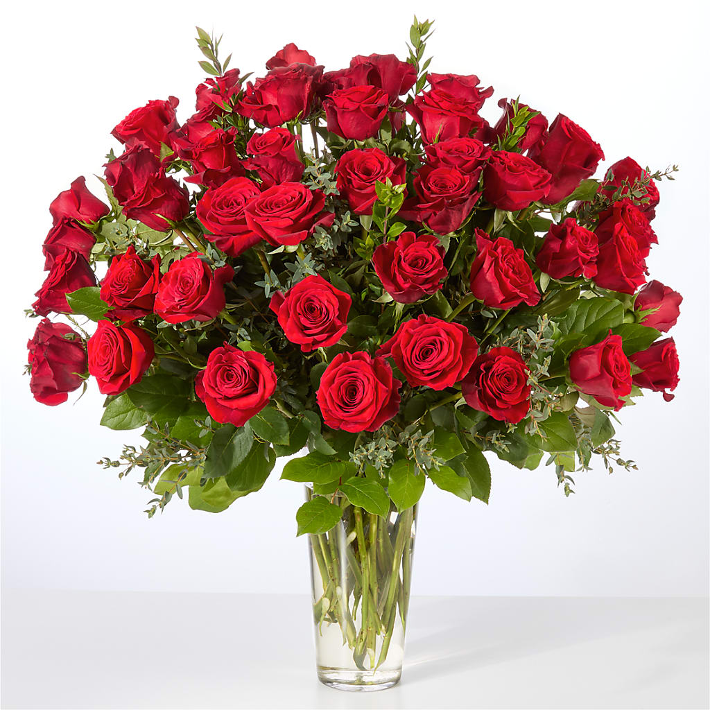 Forever Yours Fifty Stem Red Rose Bouquet – Homestead Flower Company Inc, Homestead FL