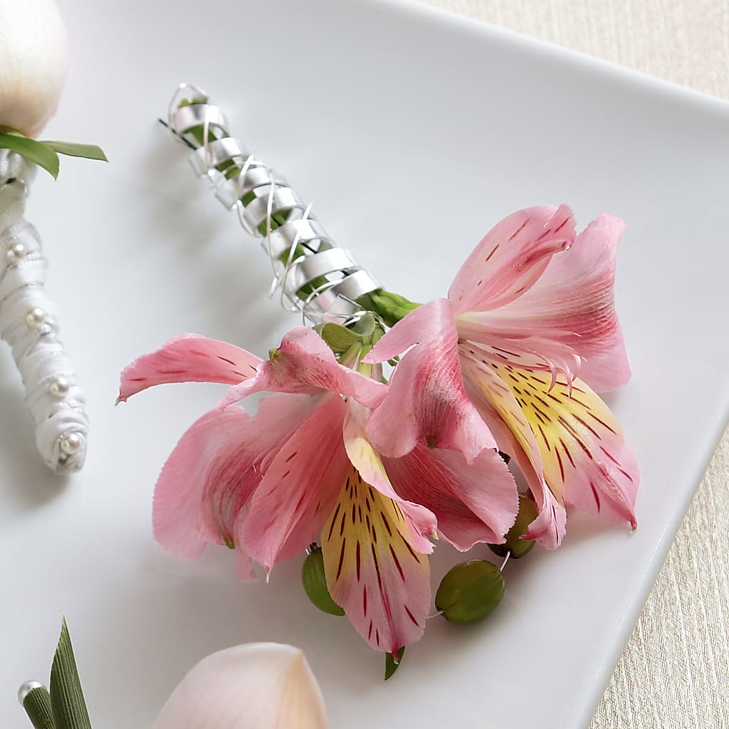 Pink Peruvian Lily Boutonniere – Homestead Flower Company Inc, Homestead FL