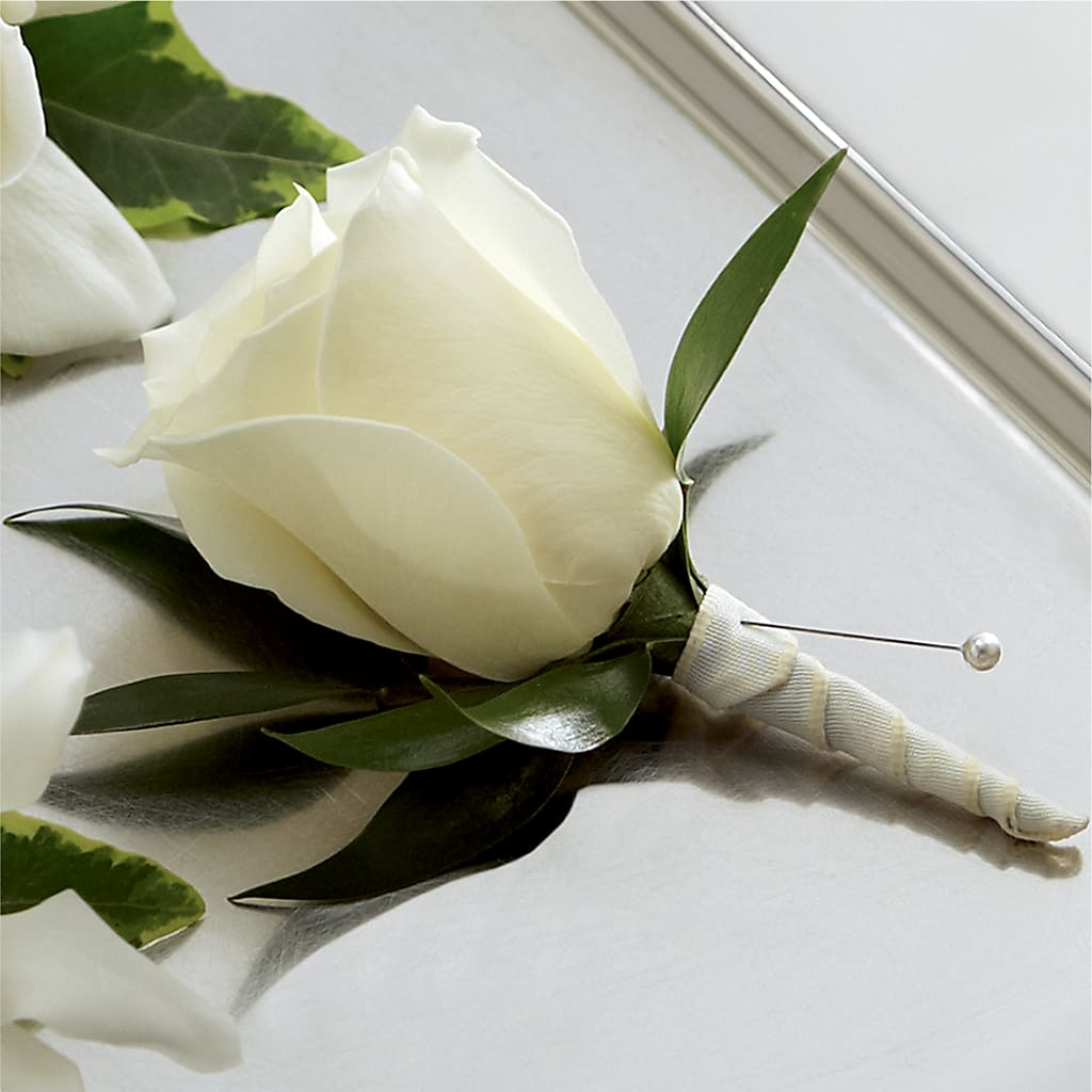 White Rose Boutonniere – Homestead Flower Company Inc, Homestead FL