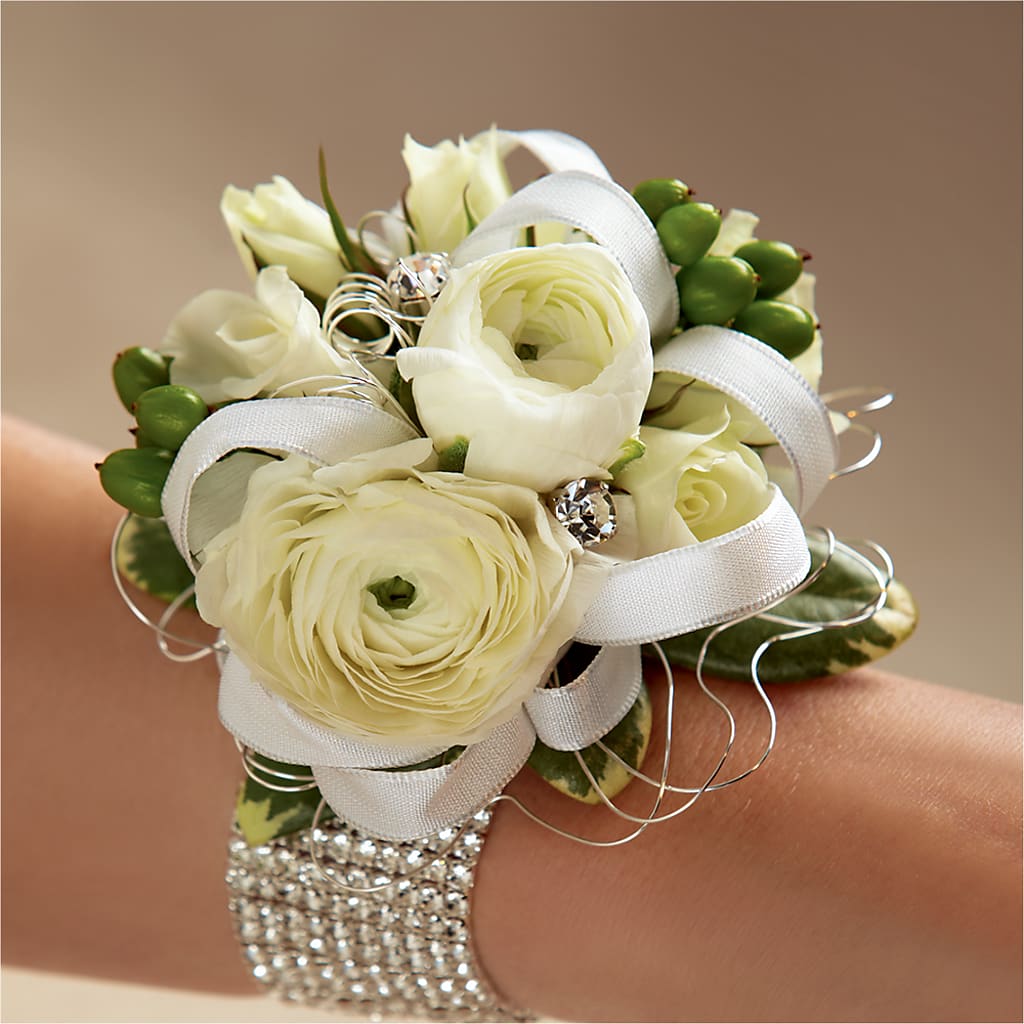 White Wedding Corsage – Homestead Flower Company Inc, Homestead FL