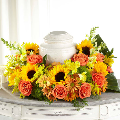 Faithful Sunflower Cremation Adornment –  Homestead Flower Company Inc, Homestead FL