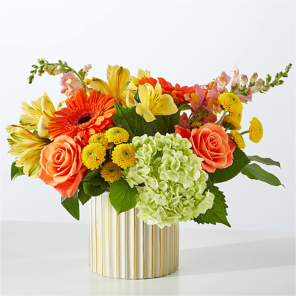 Autumn Sunshine Bouquet with Ivory Vase –  Homestead Flower Company Inc, Homestead FL