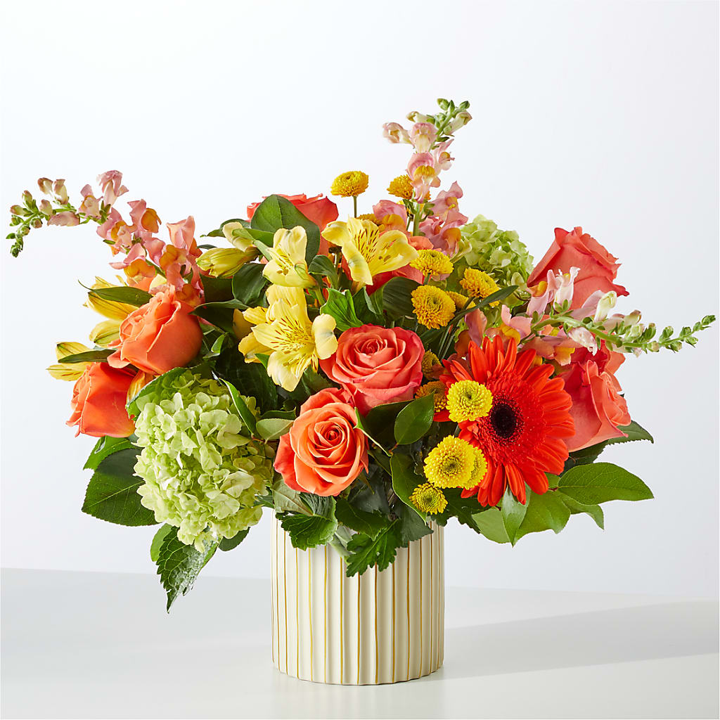 Autumn Sunshine Bouquet with Ivory Vase –  Homestead Flower Company Inc, Homestead FL