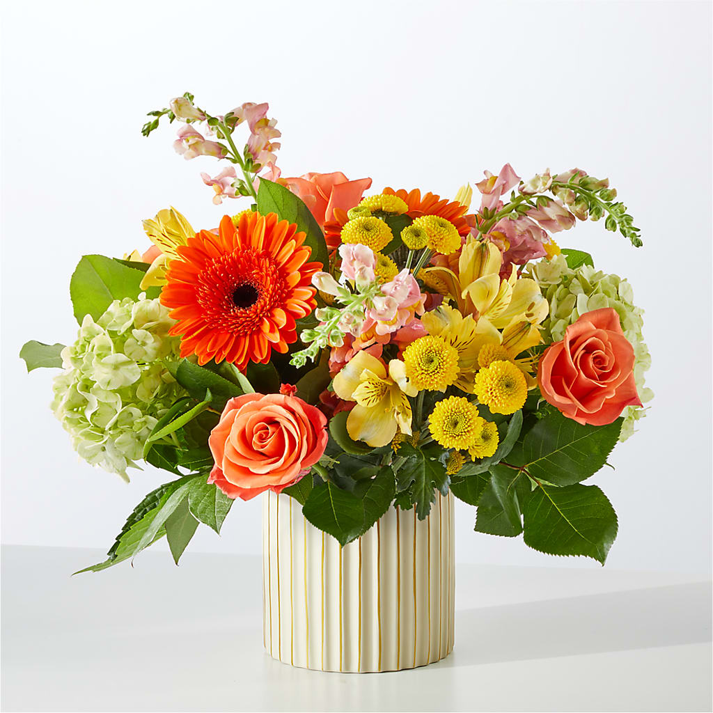 Autumn Sunshine Bouquet with Ivory Vase –  Homestead Flower Company Inc, Homestead FL