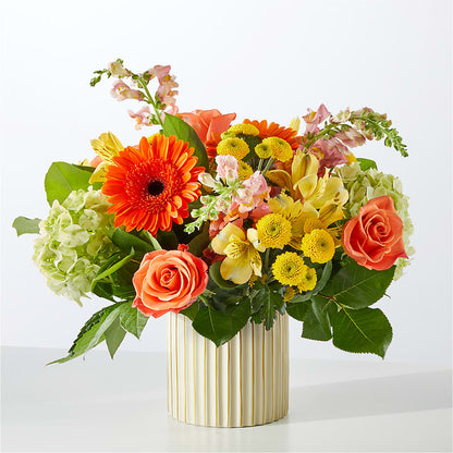 Autumn Sunshine Bouquet with Ivory Vase –  Homestead Flower Company Inc, Homestead FL