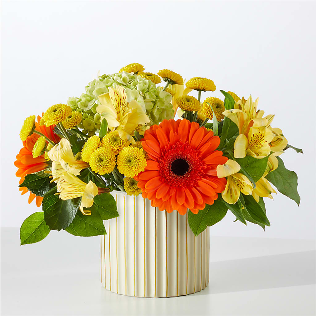 Autumn Sunshine Bouquet with Ivory Vase –  Homestead Flower Company Inc, Homestead FL