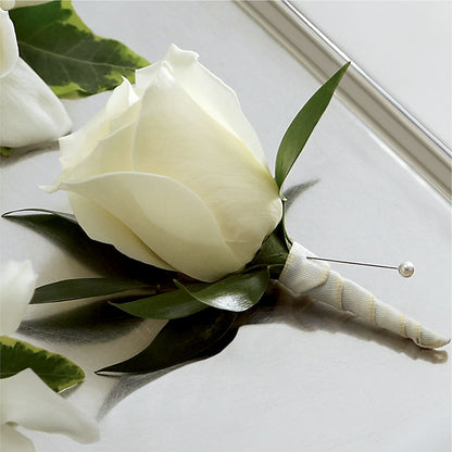 White Rose Boutonniere –  Homestead Flower Company Inc, Homestead FL